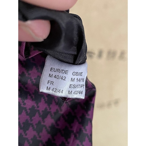 Esmara Womens Trench Coat Purple Houndstooth Hooded Belted Pockets Lined M - Picture 6 of 7
